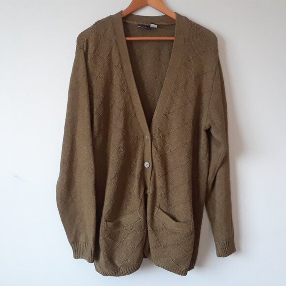Vintage 90s Lizsport Cotton Oversized Cardigan Sweater - Picture 3 of 10
